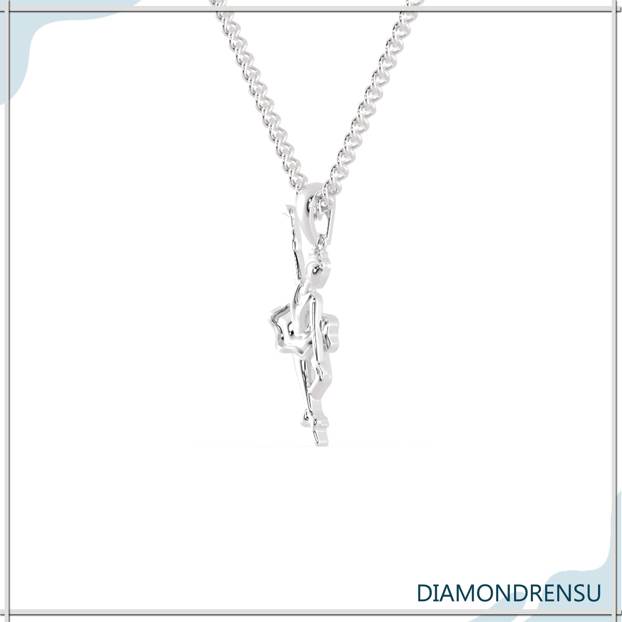 White gold pendant from Diamondrensu UK with angel design.