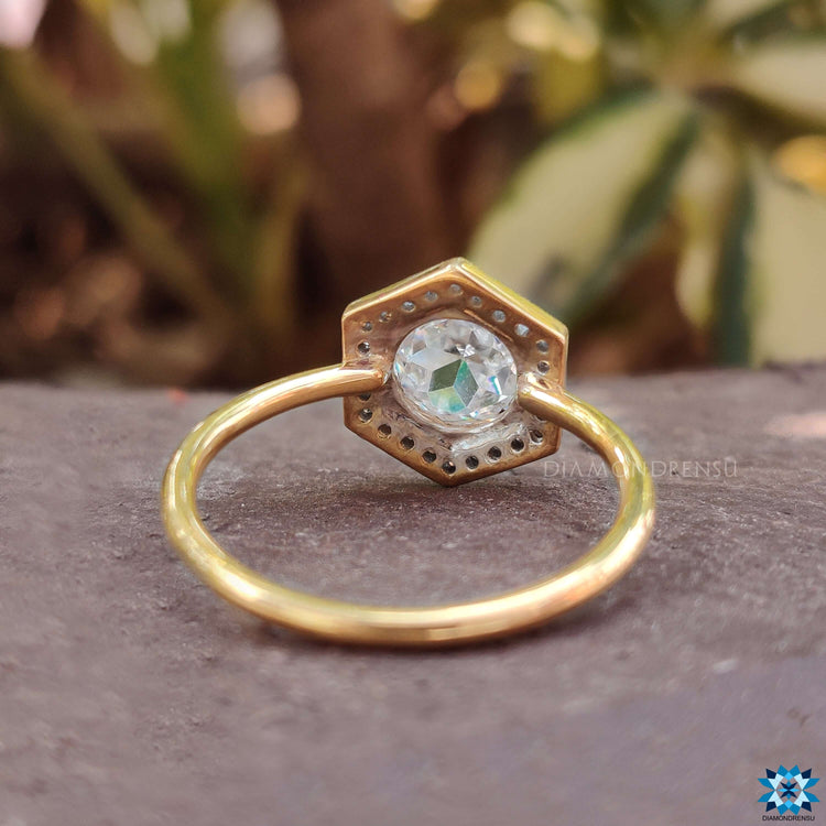 Rose Cut Moissanite with an antique touch.