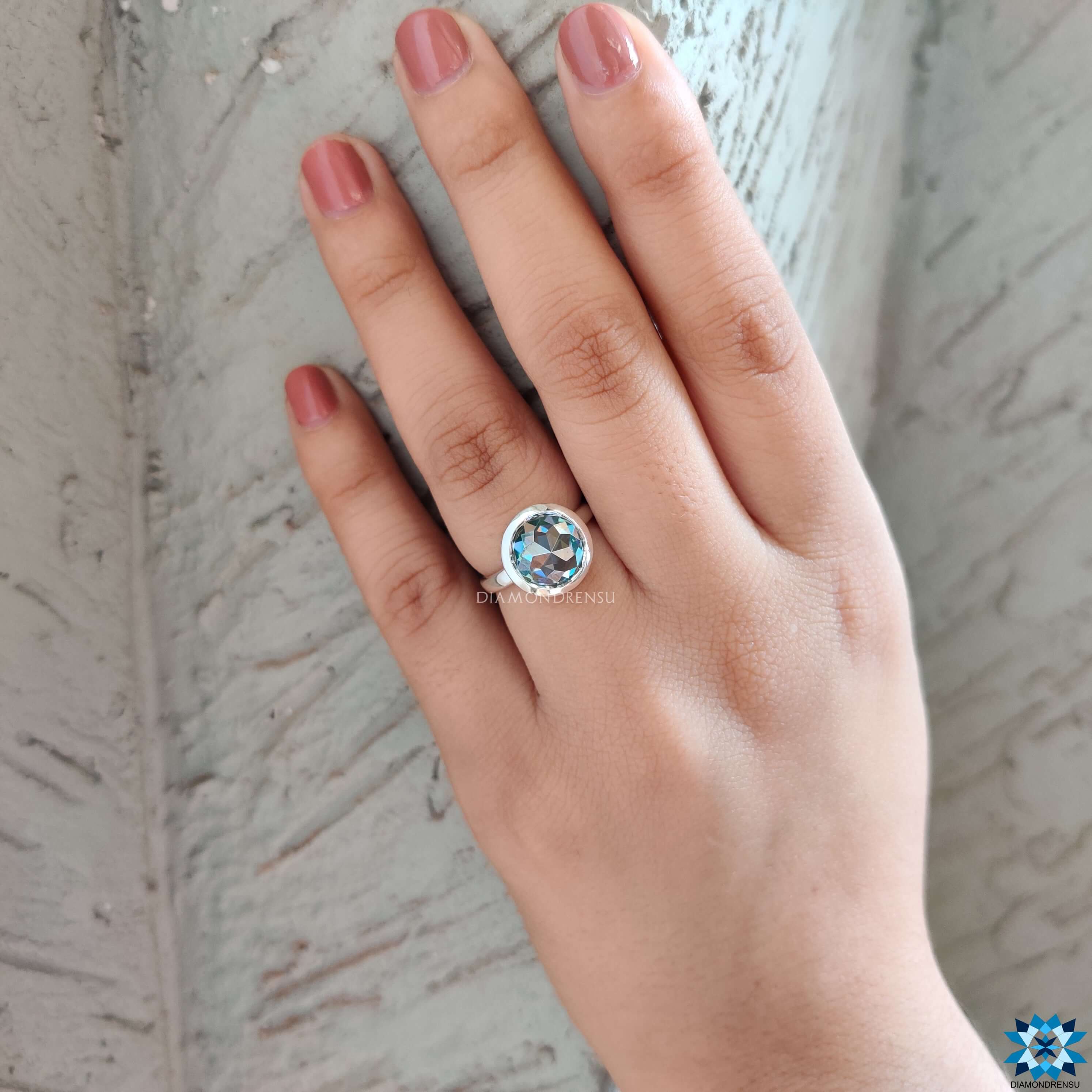 Rose cut engagement ring handmade jewelry