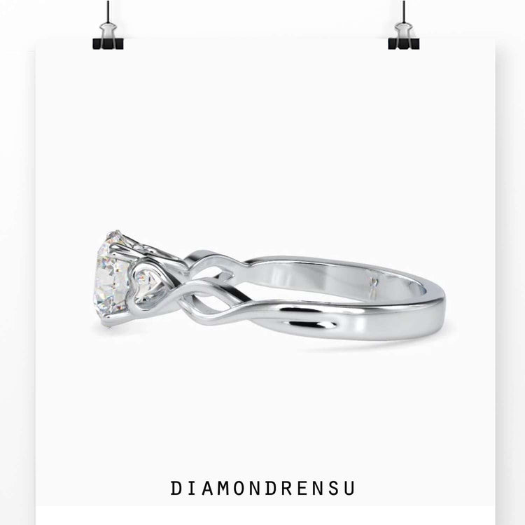 IGI certified twisted engagement ring UK.