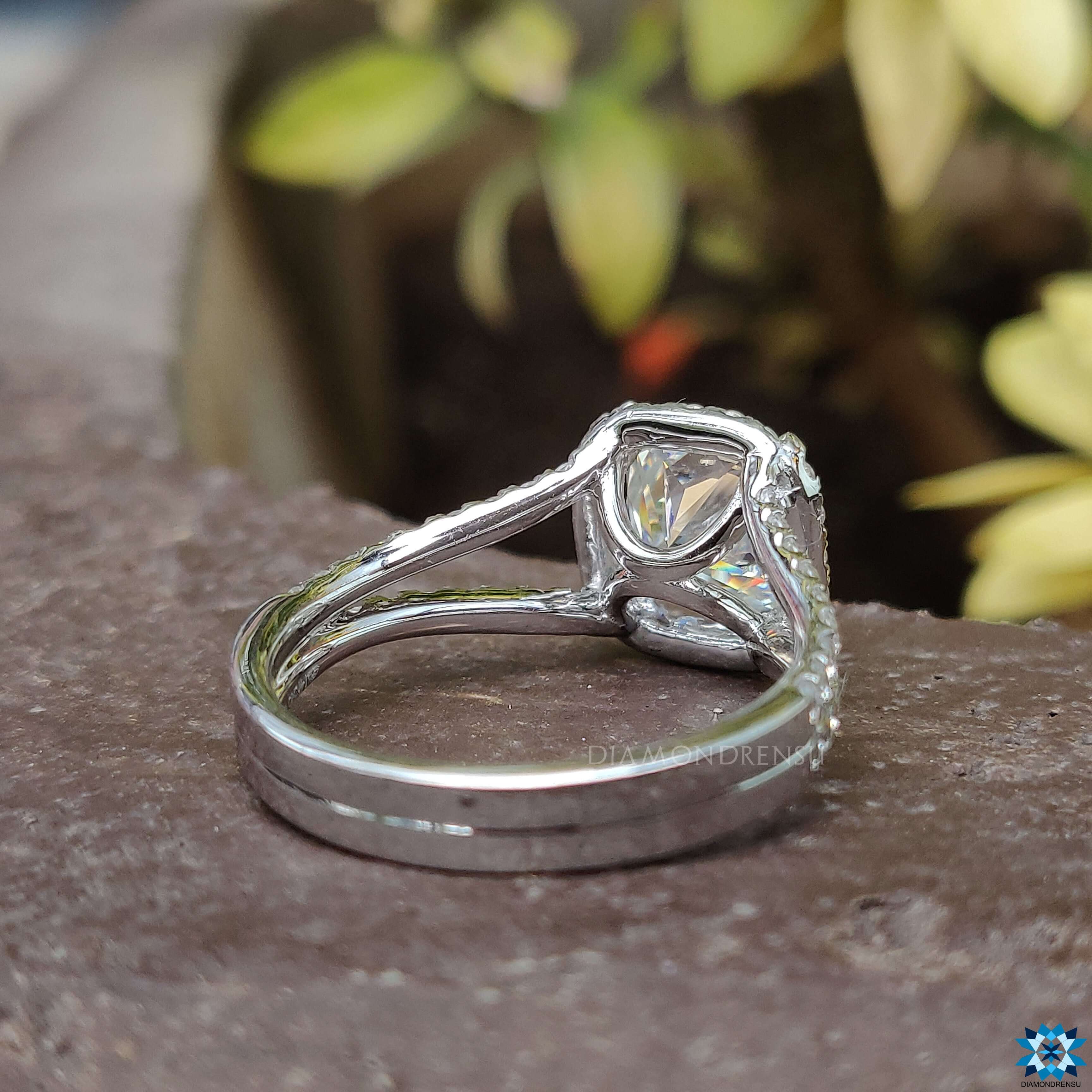 White gold engagement ring cushion ring diamondrensu UK engagement ring custom ring cushion engagement ring