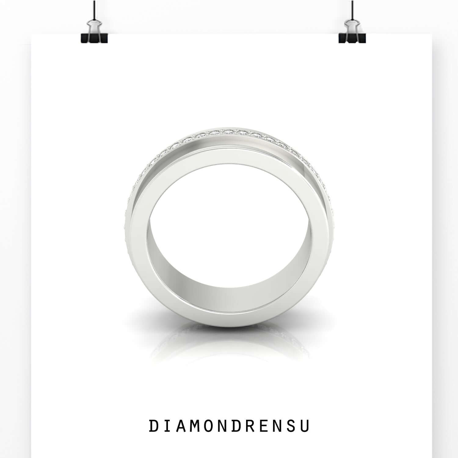 Lab grown diamond band in rose gold for men.