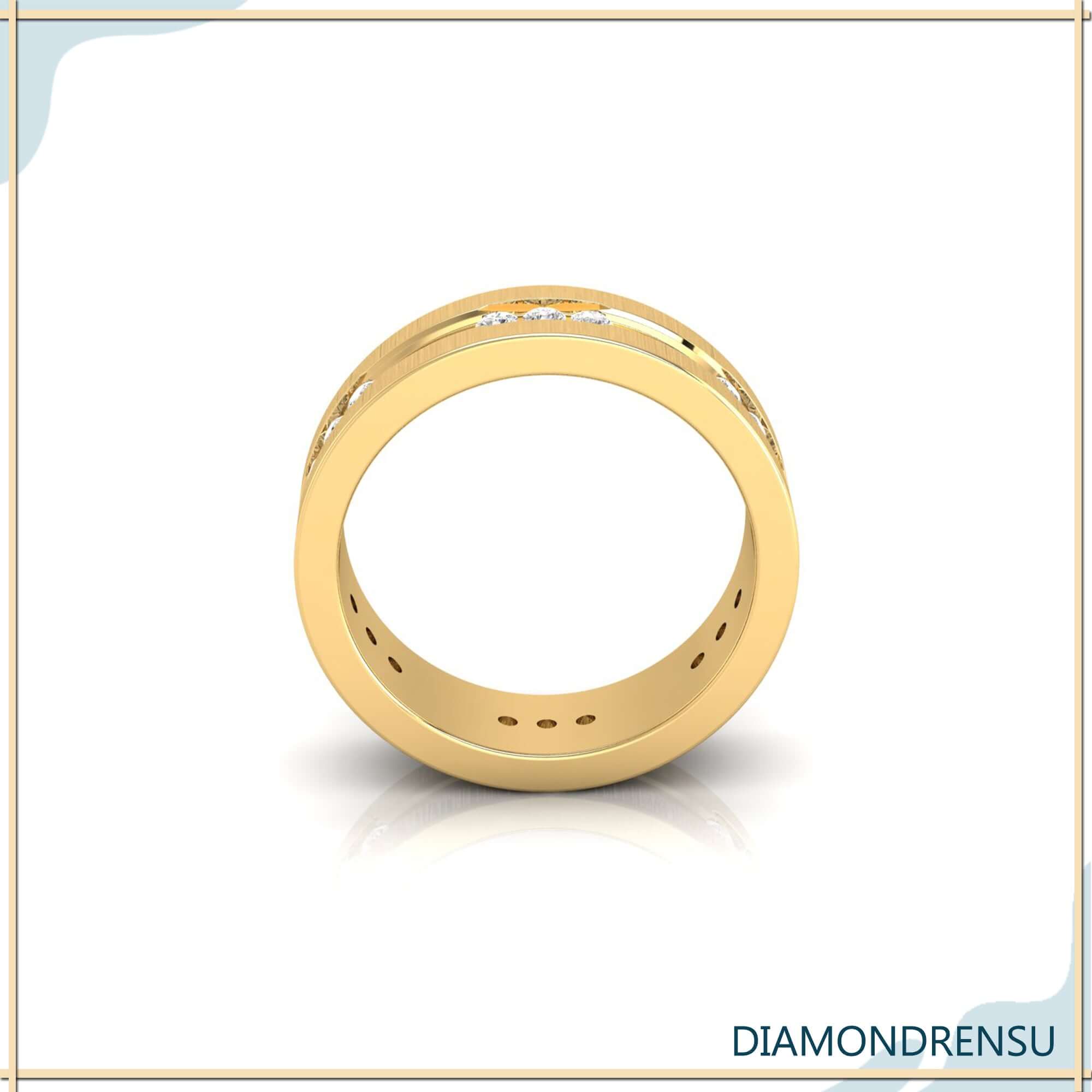 Yellow gold glossy polish mens wedding band ring.