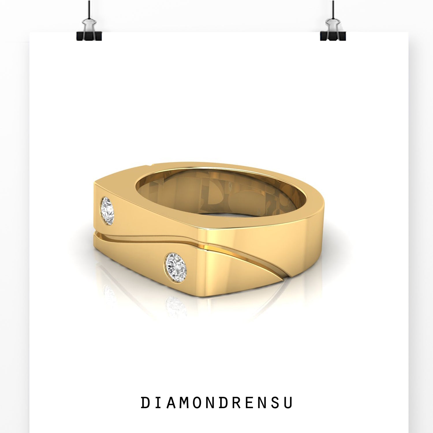 Diamondrensu UK wedding band in sterling silver with wave design.