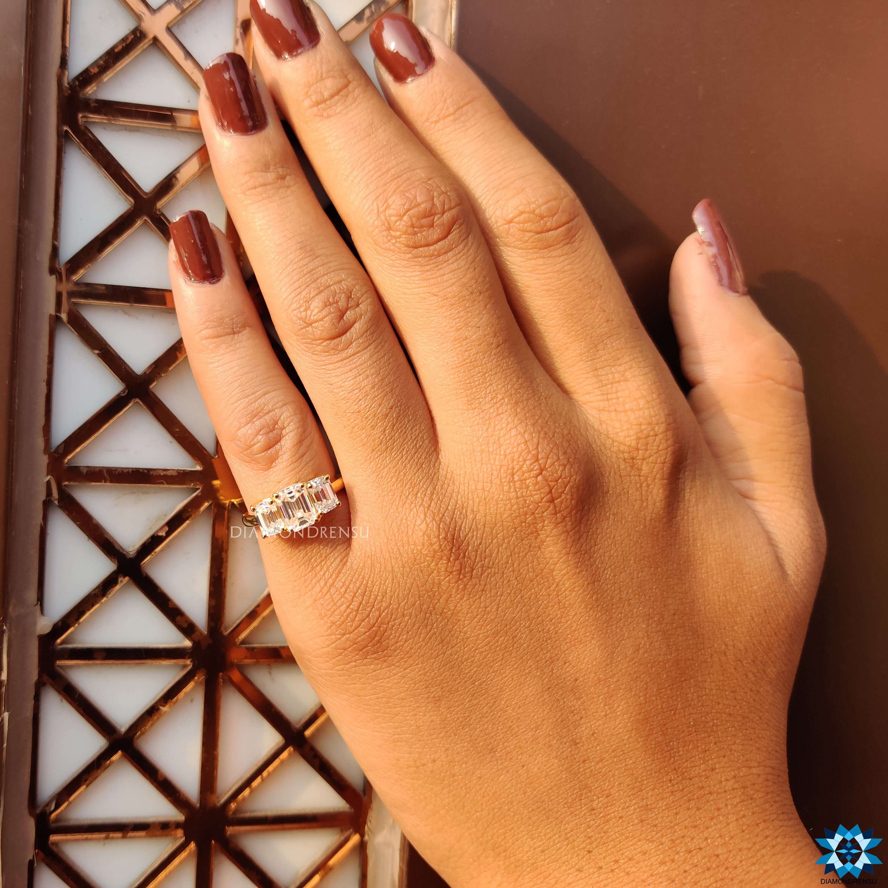 Emerald cut moissanite ring 4 prong ring