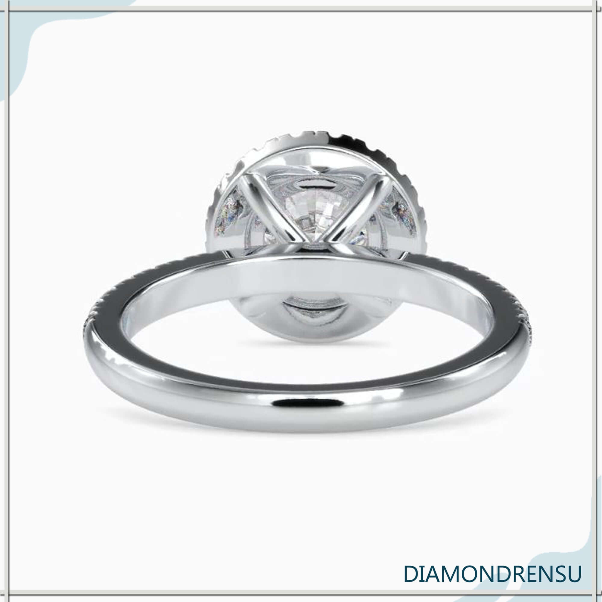 Buy engagement ring with lab grown diamond in pave band.