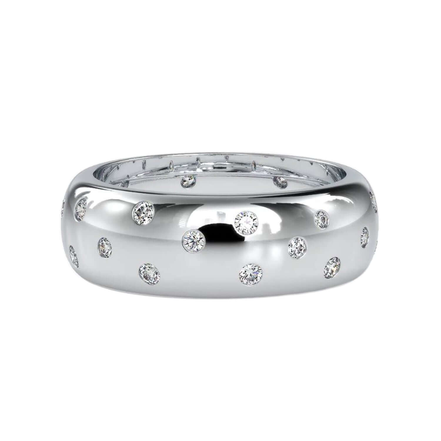 Diamondrensu UK wedding band with round flush settings.