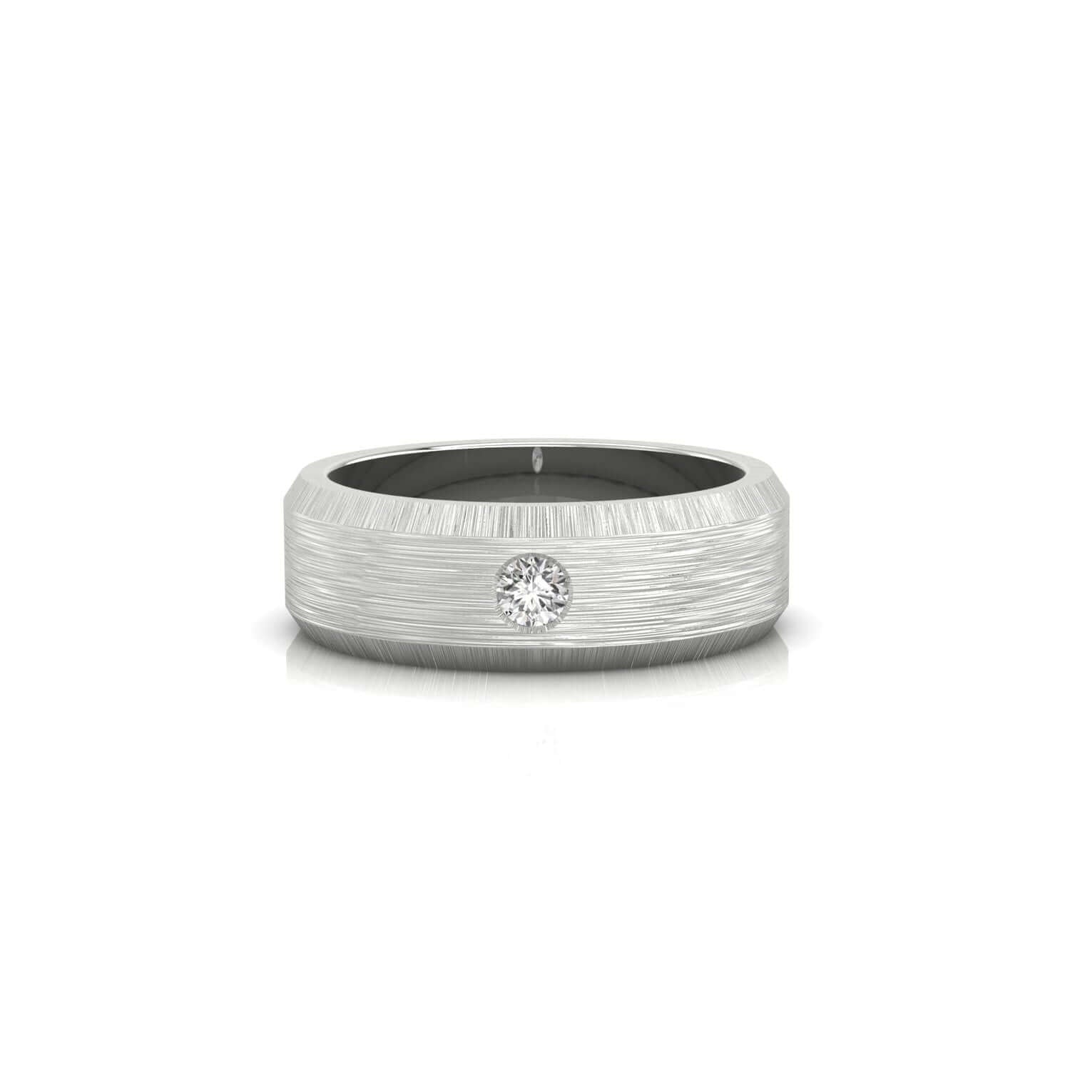 White gold mens gold wedding band diamond with classic flush setting.