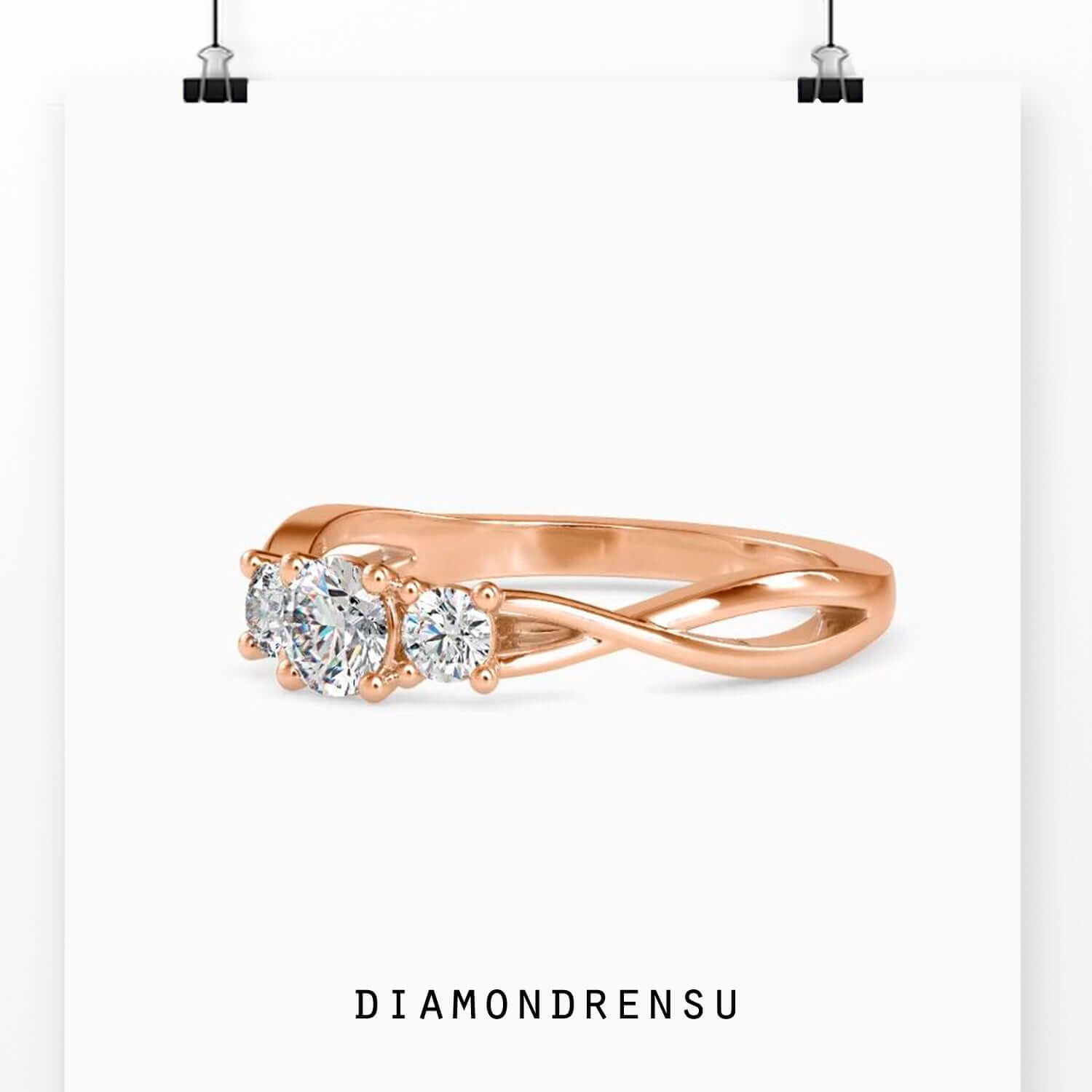 Custom UK engagement ring with round cut lab diamond in infinity style.
