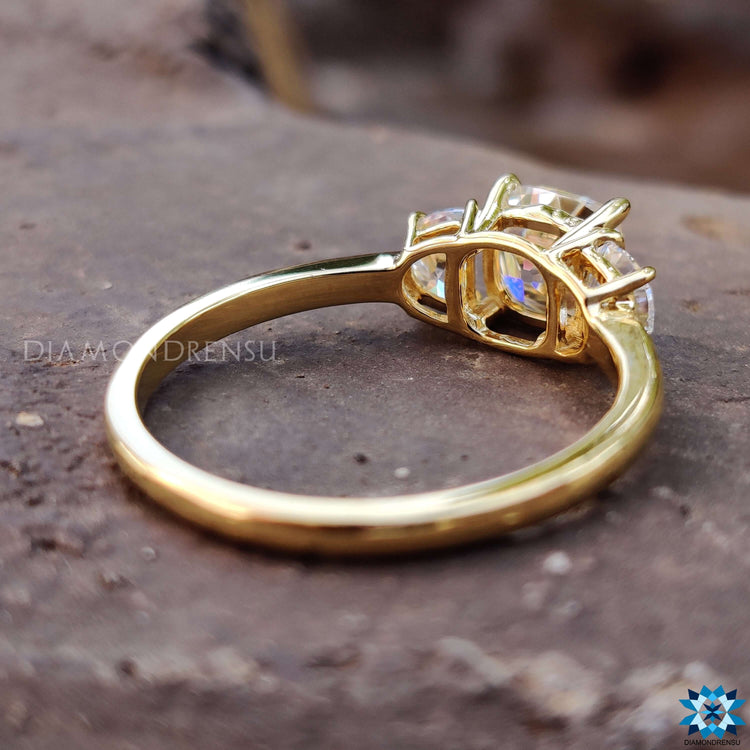 Prong setting ring with old European cut moissanite.