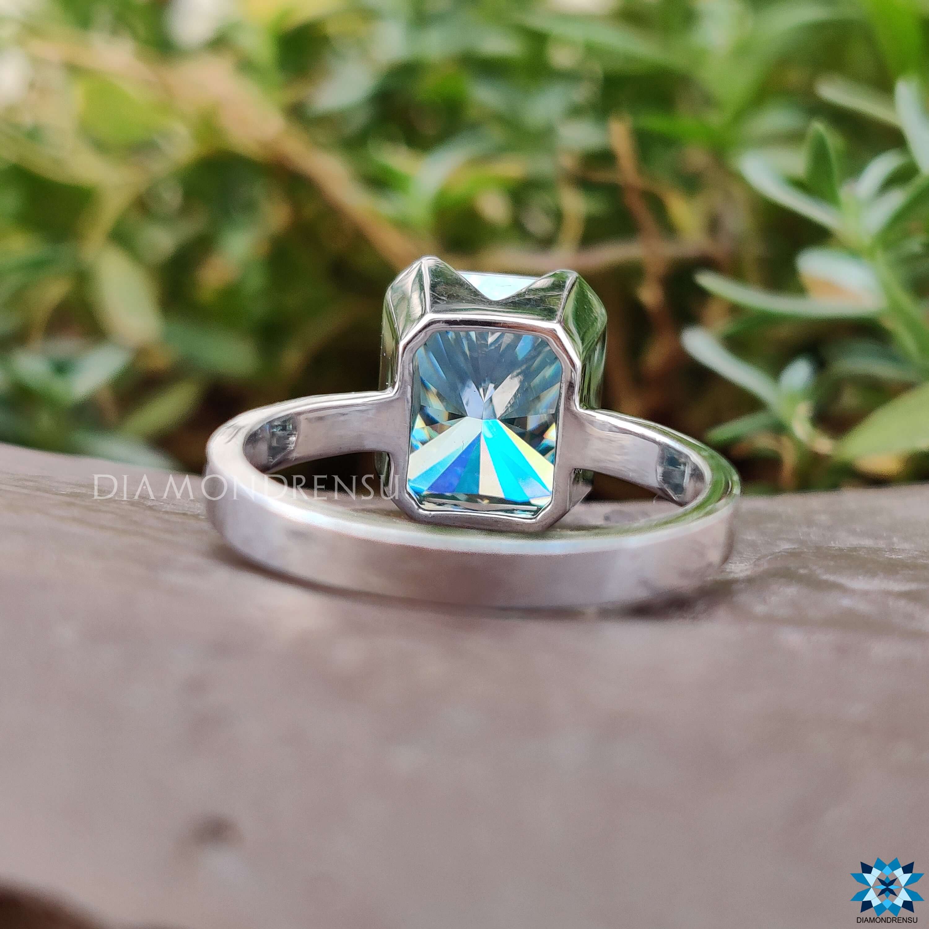 Buy custom radiant cut moissanite engagement ring.