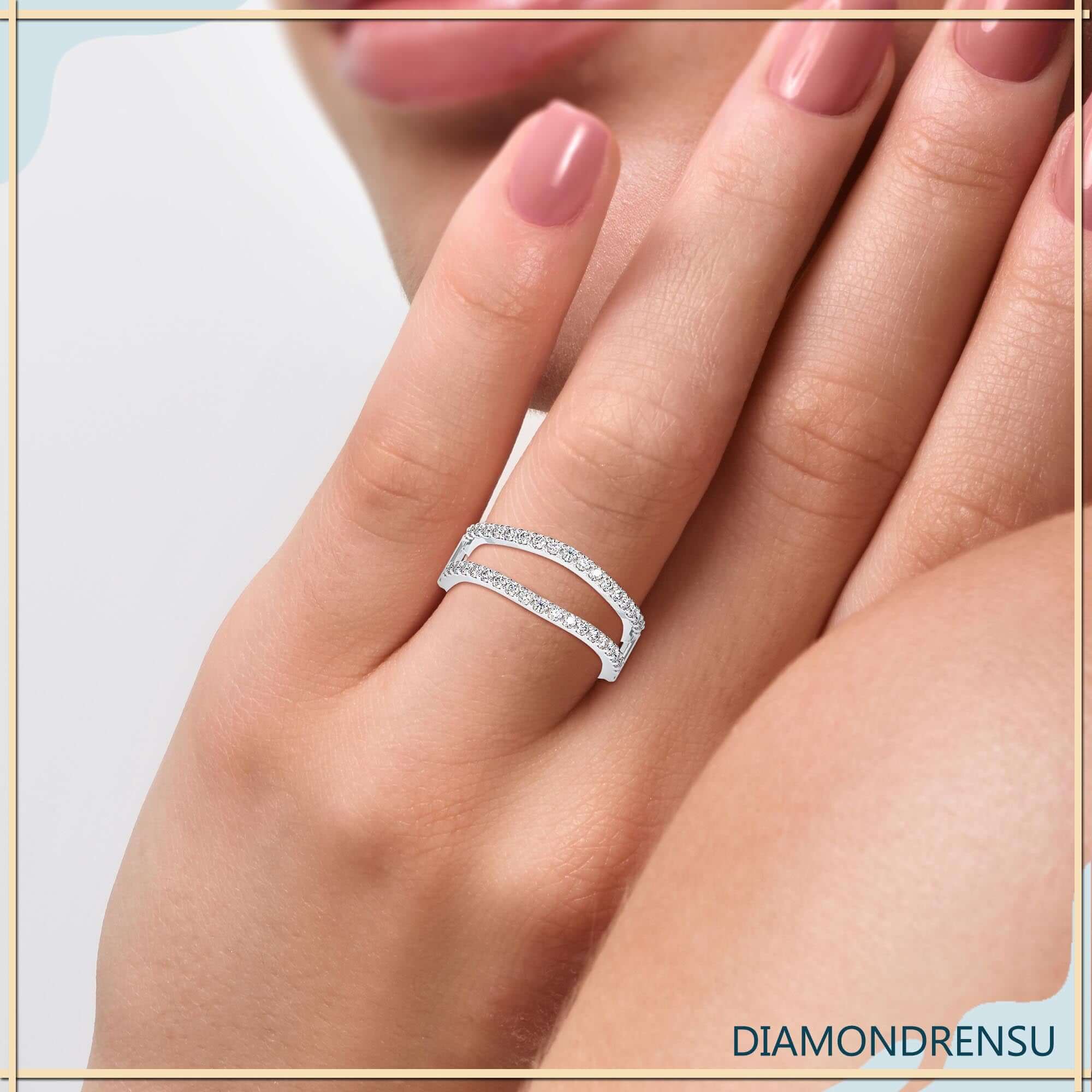 Buy wrap guard wedding band in white gold design.