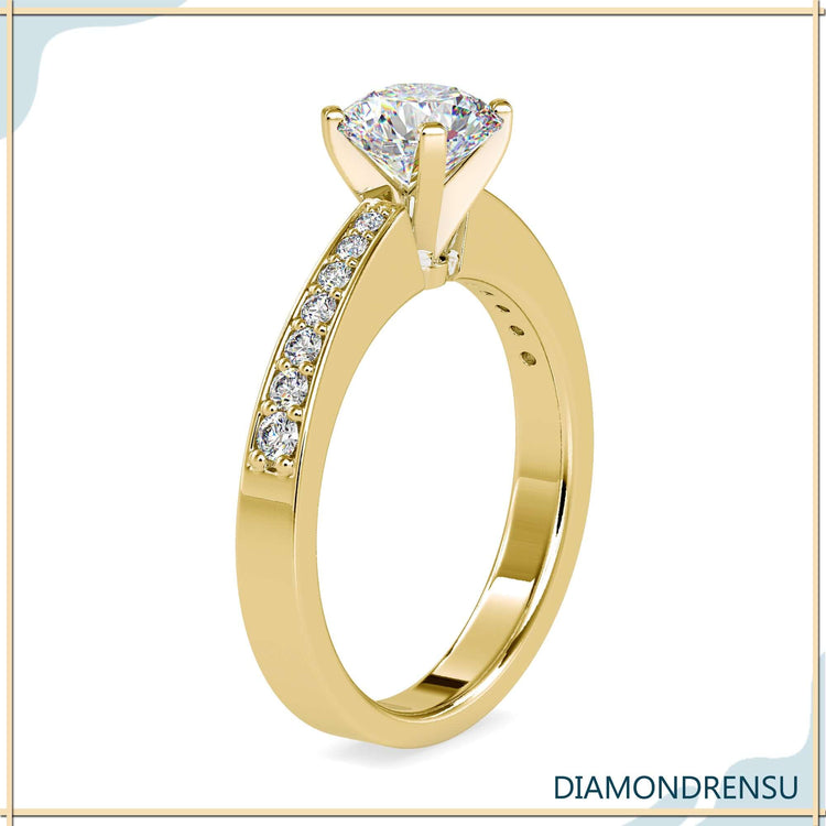 Tab prong setting ring in rose gold for a modern handmade jewellery piece.