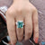 Vintage Look 9.22 TW Cyan Blue Radiant Cut Antique Vintage Moissanite Bridal Set Vintage Look 9.22 TW Cyan Blue Radiant Cut Antique Vintage Moissanite Bridal Set