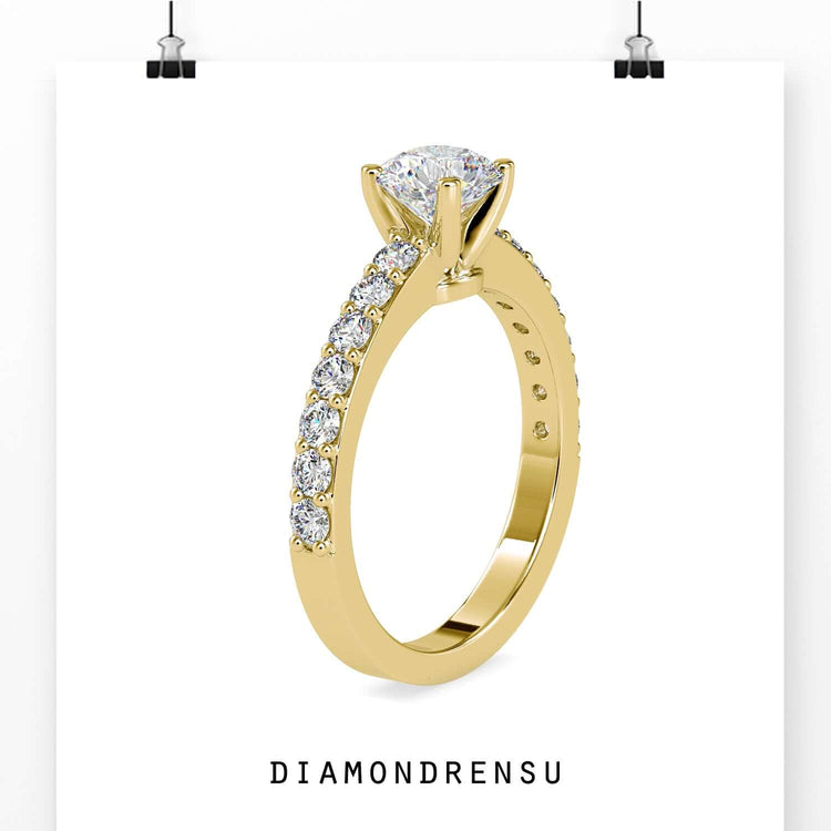 Buy diamond ring in 4 prong setting and white gold band.