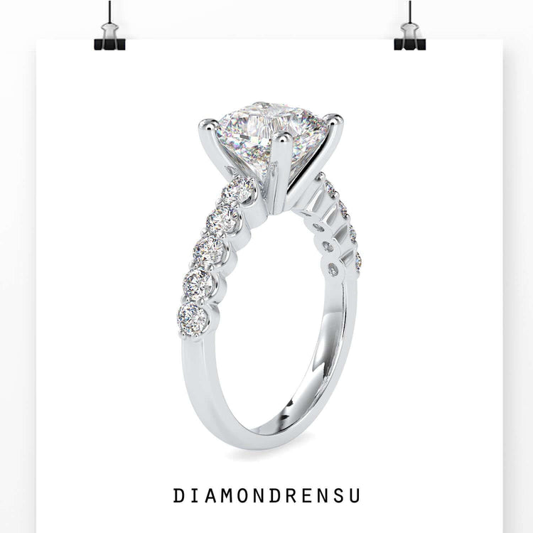 Round cut pave band ring in rose gold finish.
