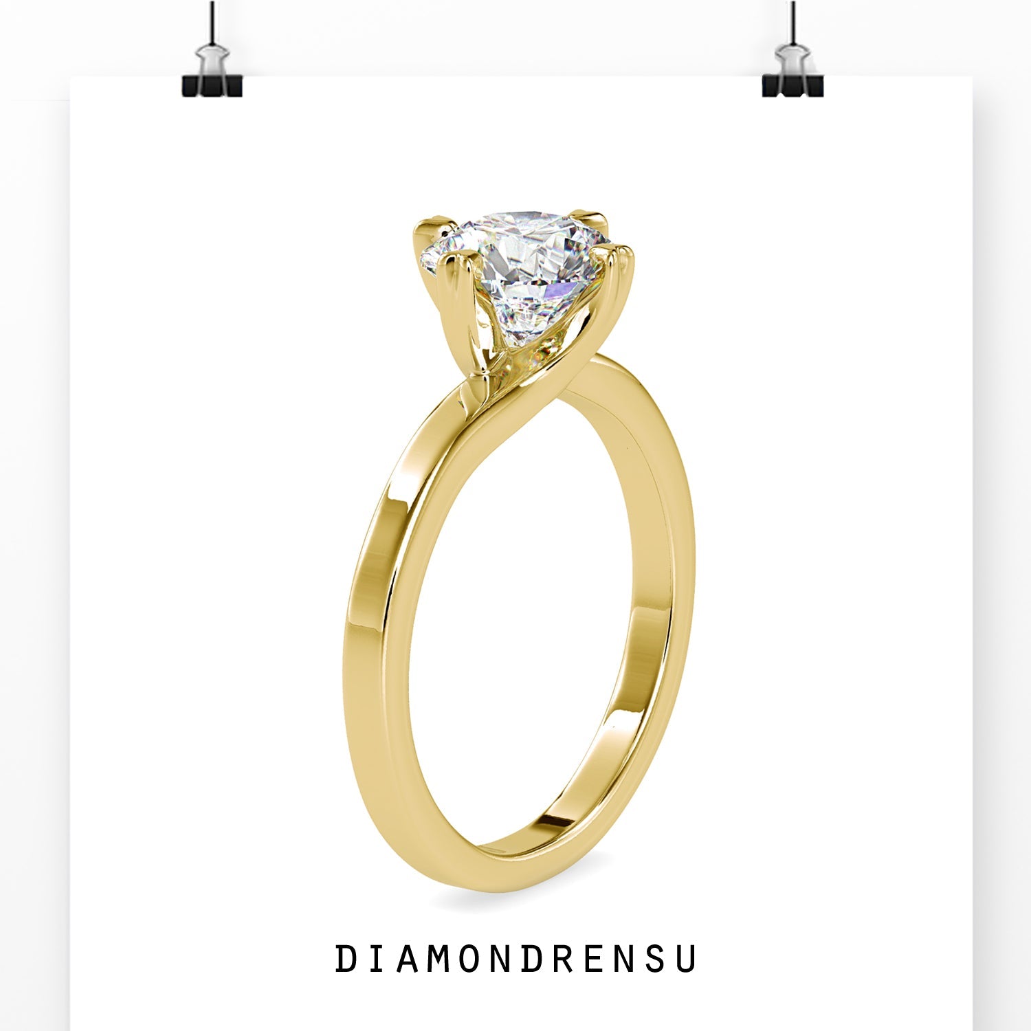 Round diamond solitaire ring in rose gold, custom made.