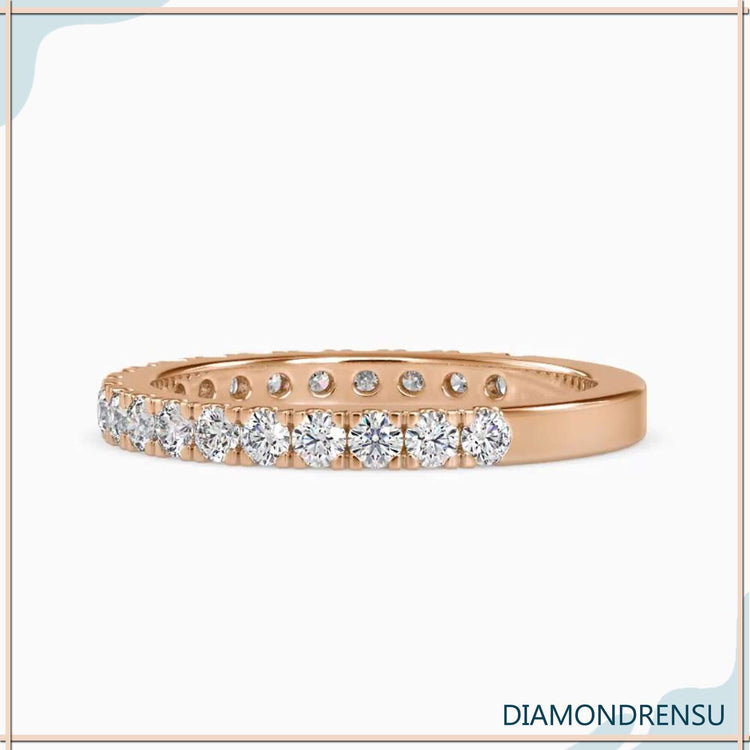UK diamond wedding band with 3/4 lab diamond coverage.