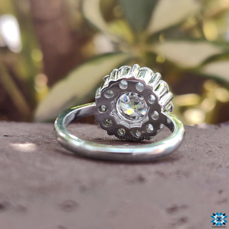 Old European Cut Moissanite Ring, handmade ring, Buy Engagement Ring, White Gold Engagement Ring