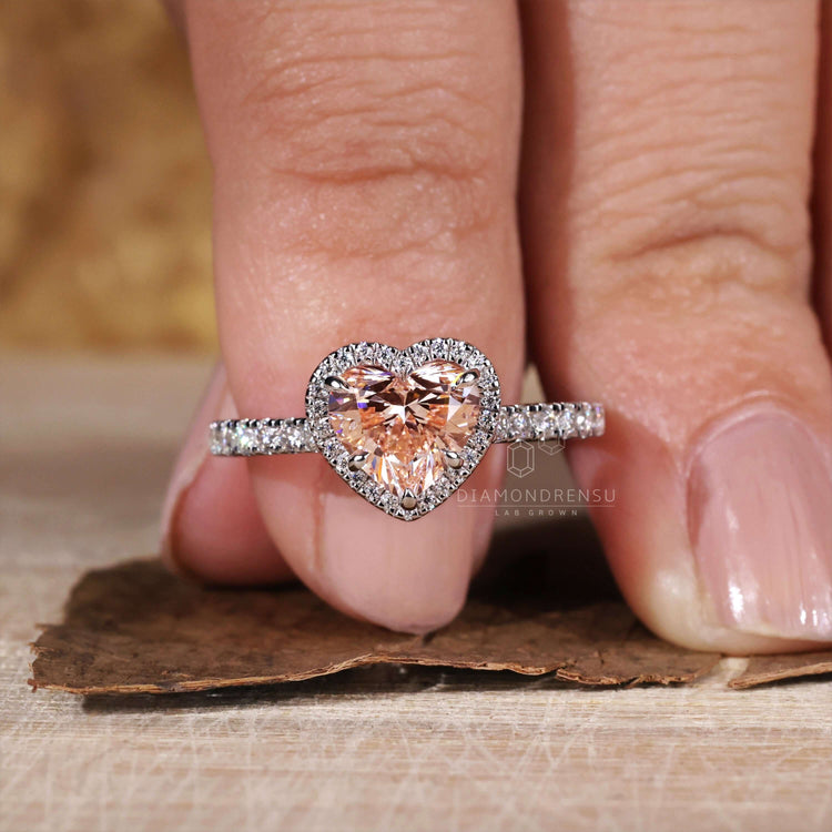 Heart shaped diamond engagement ring crafted in white gold for timeless beauty