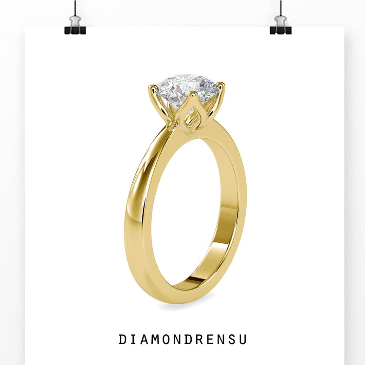 Buy engagement ring with round cut and custom shank.