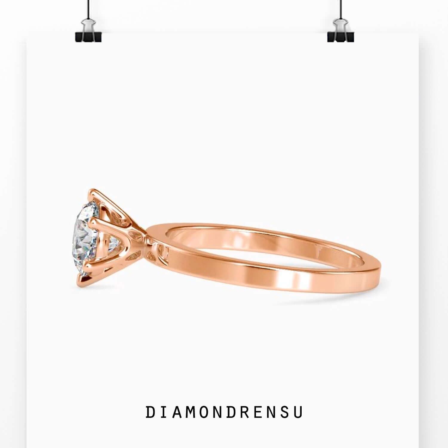 White gold solitaire ring with IGI certified round diamond.