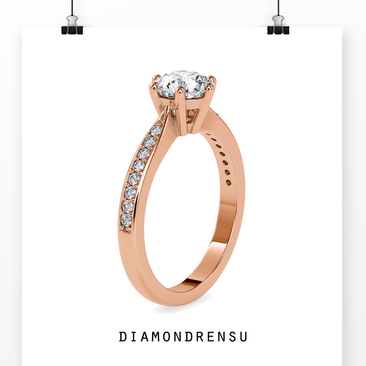 IGI certified pave ring with round cut lab diamond centre.