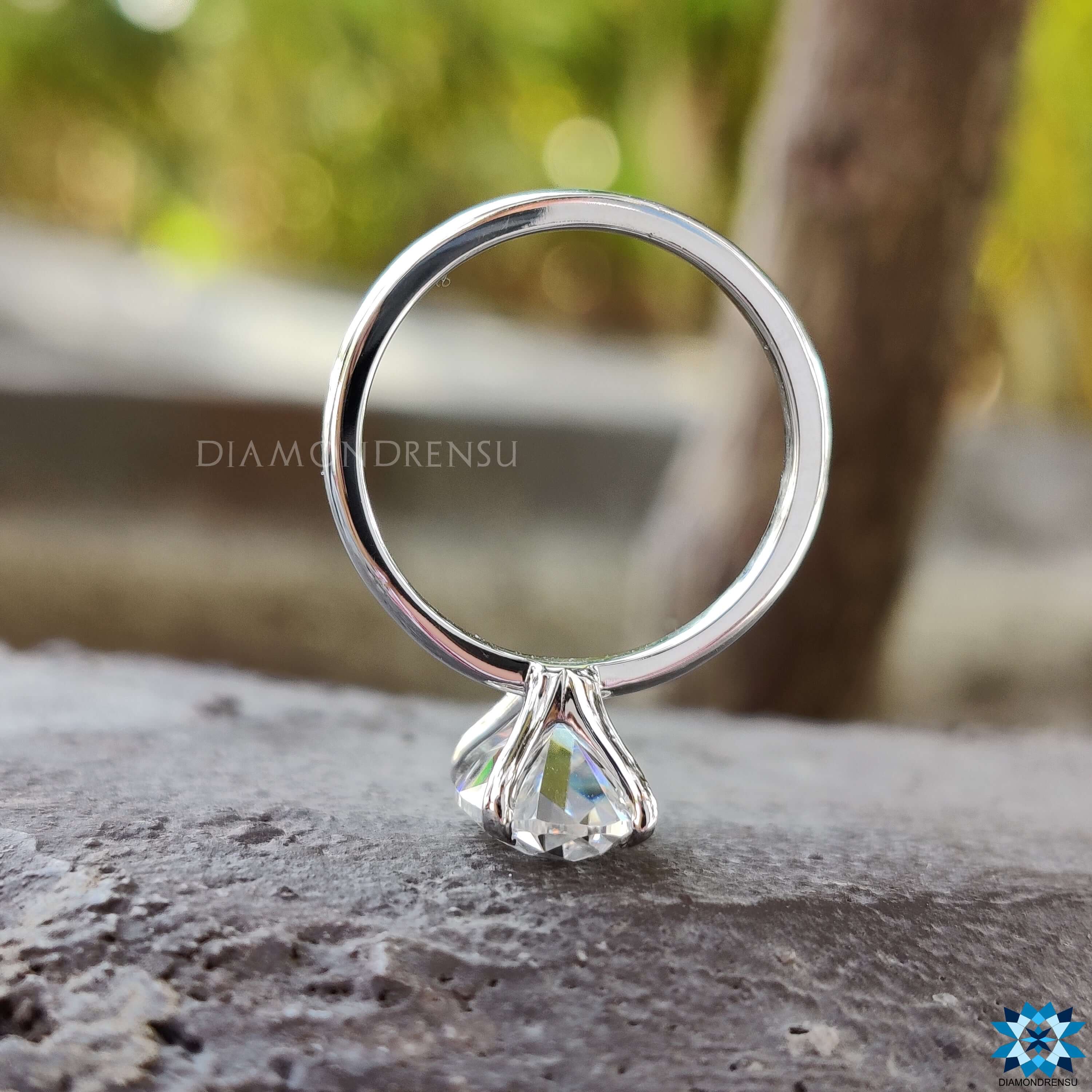 Buy handmade Moval old European cut moissanite ring online.