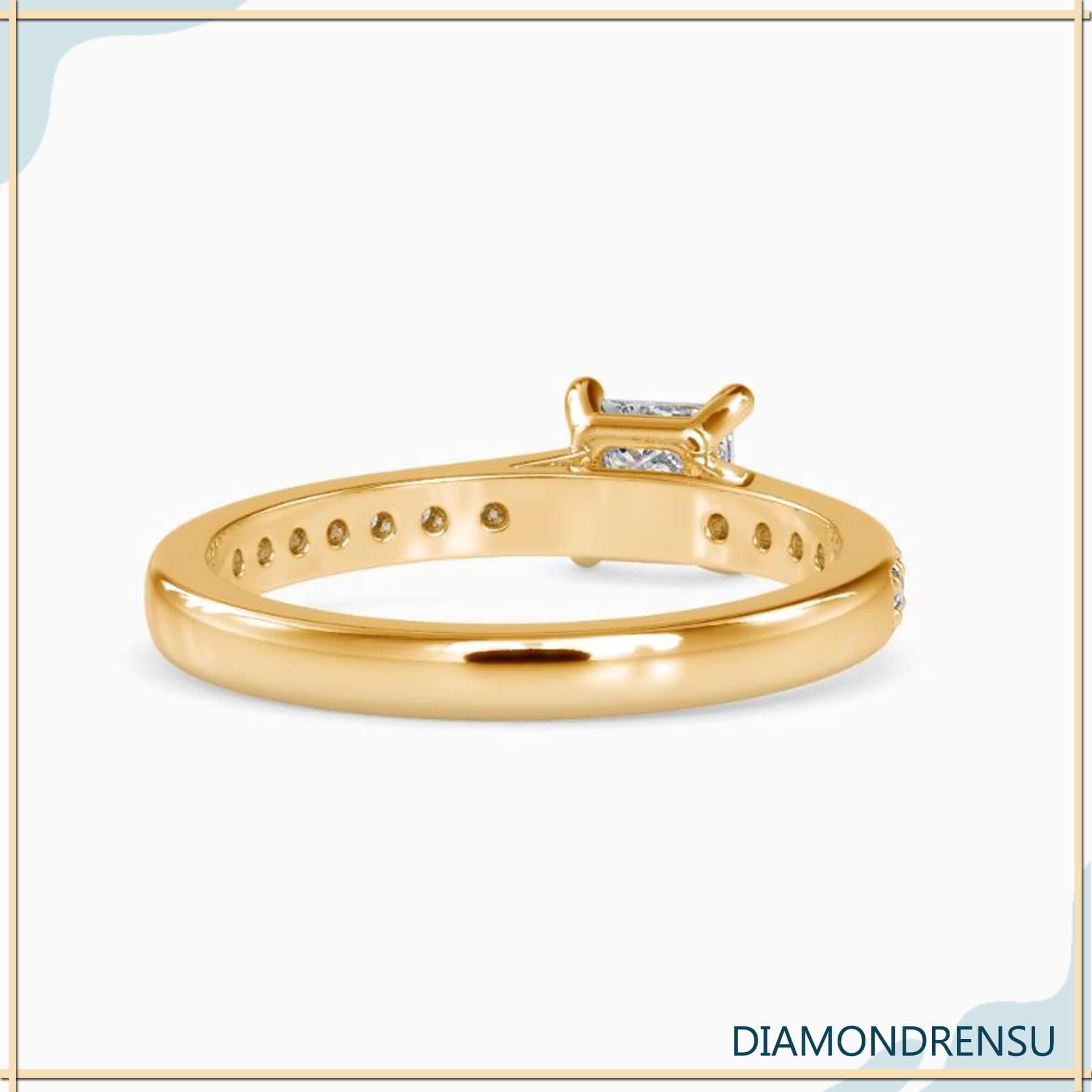 Handmade ring with round cut and princess cut stones.