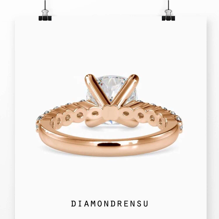 Diamondrensu UK ring in rose gold pave setting.