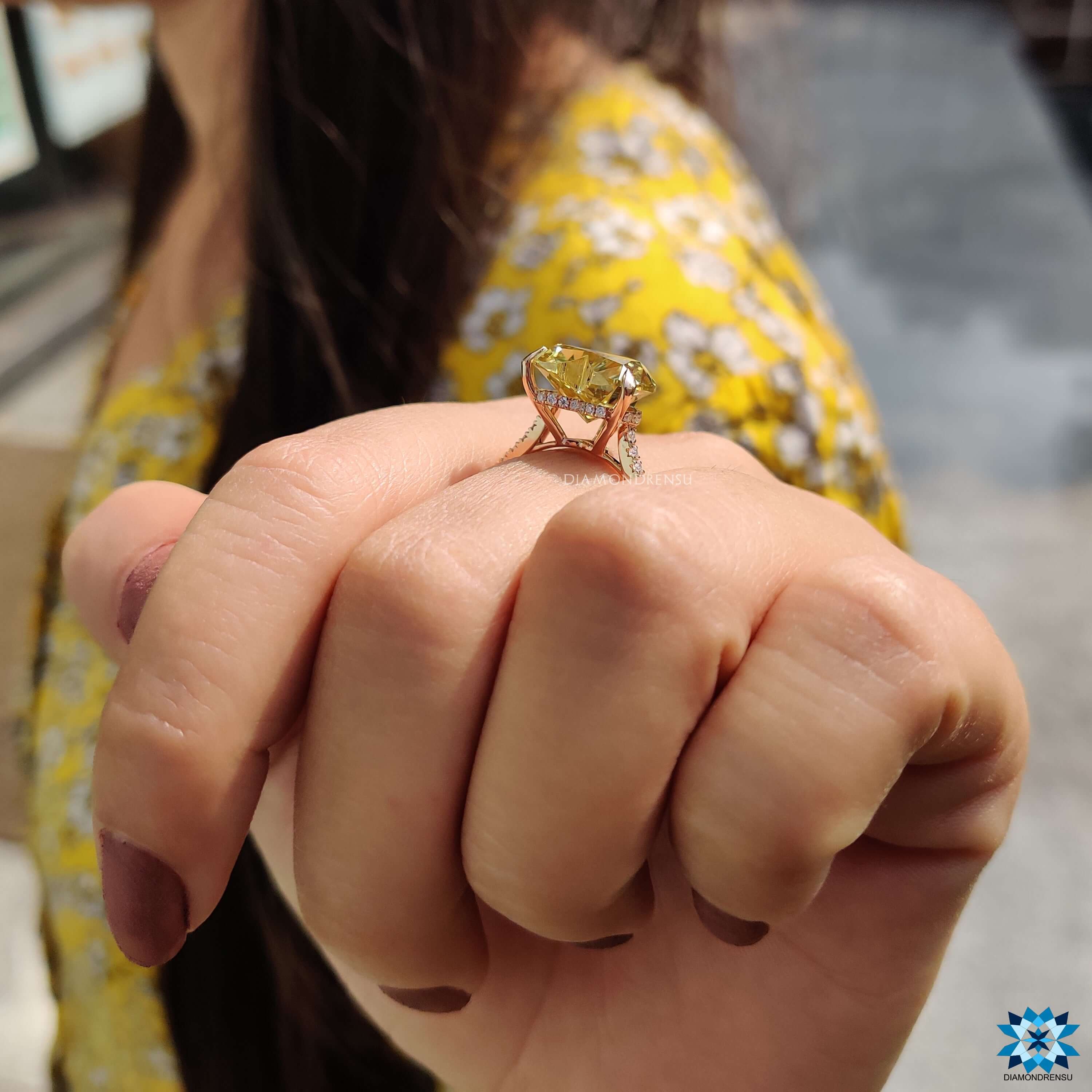 Custom engagement ring featuring heart shape moissanite.
