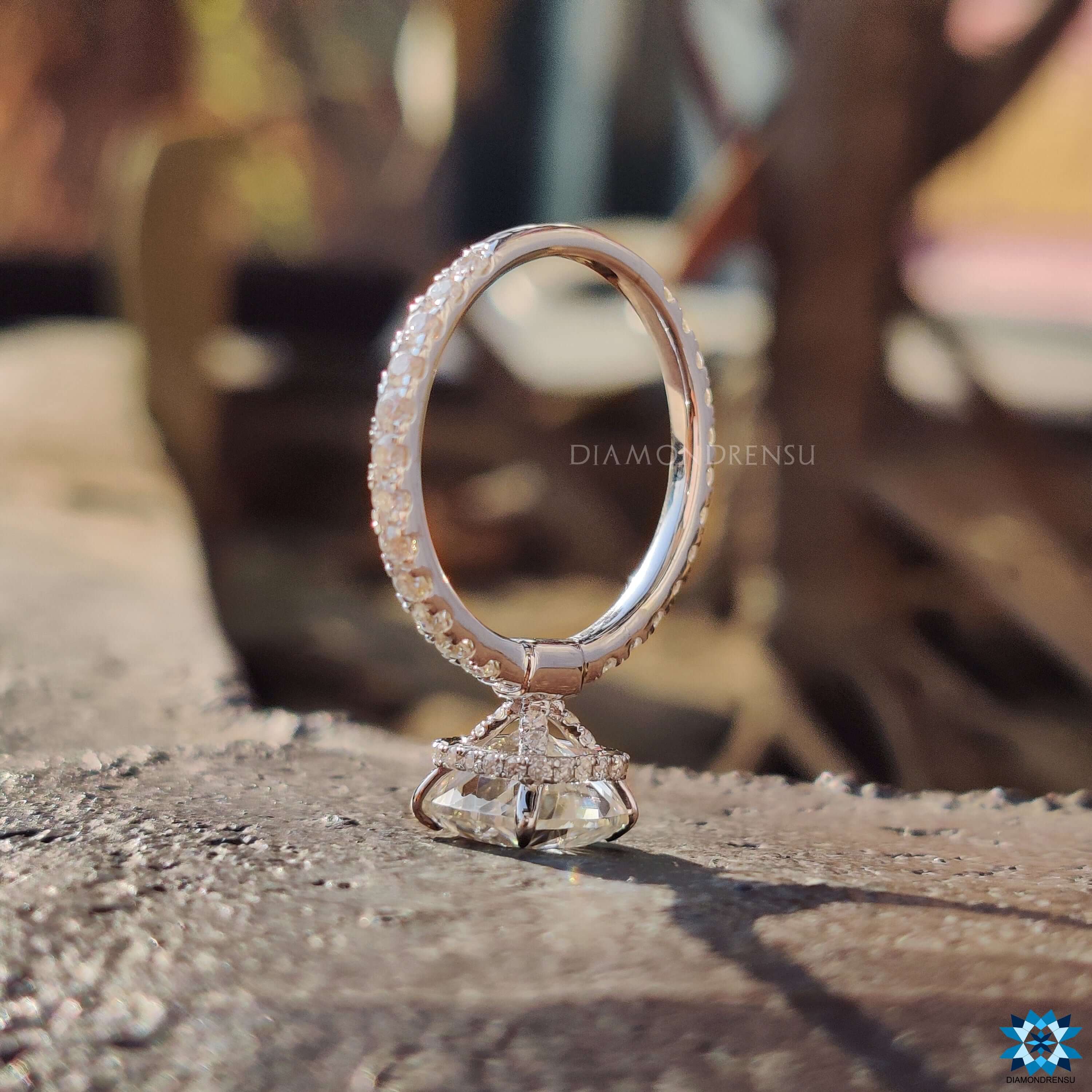 Handmade moissanite ring with prong setting.