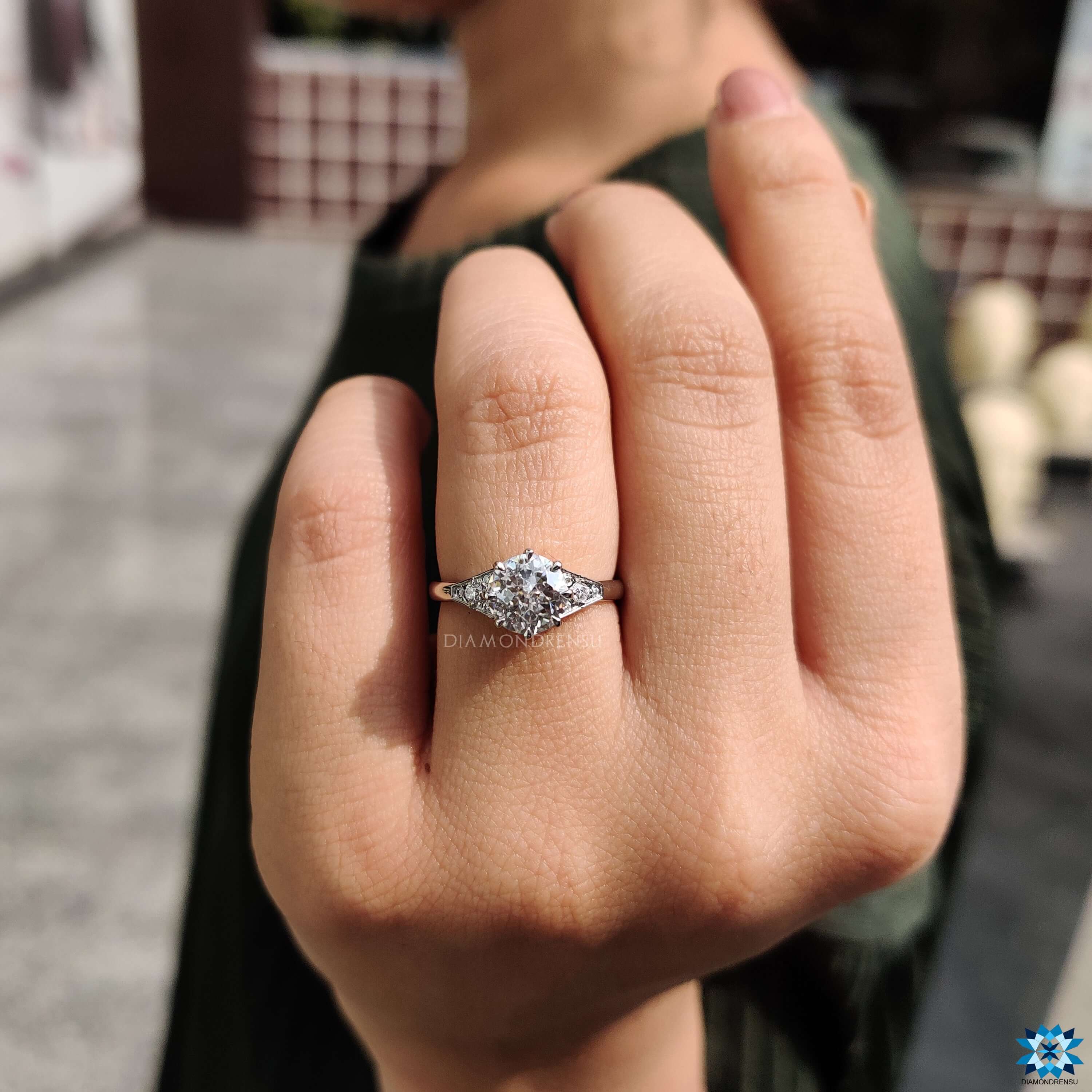 Handmade Jubilee moissanite ring.