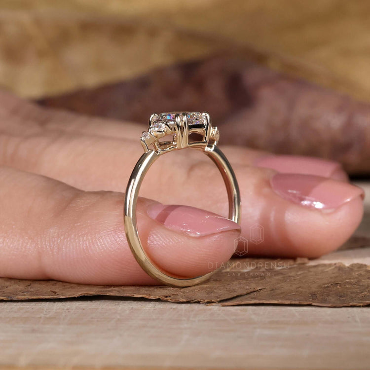 Double prong engagement ring crafted with radiant cut brilliance
