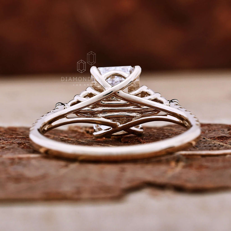 Beautiful emerald cut gold ring designed for a flawless fit.