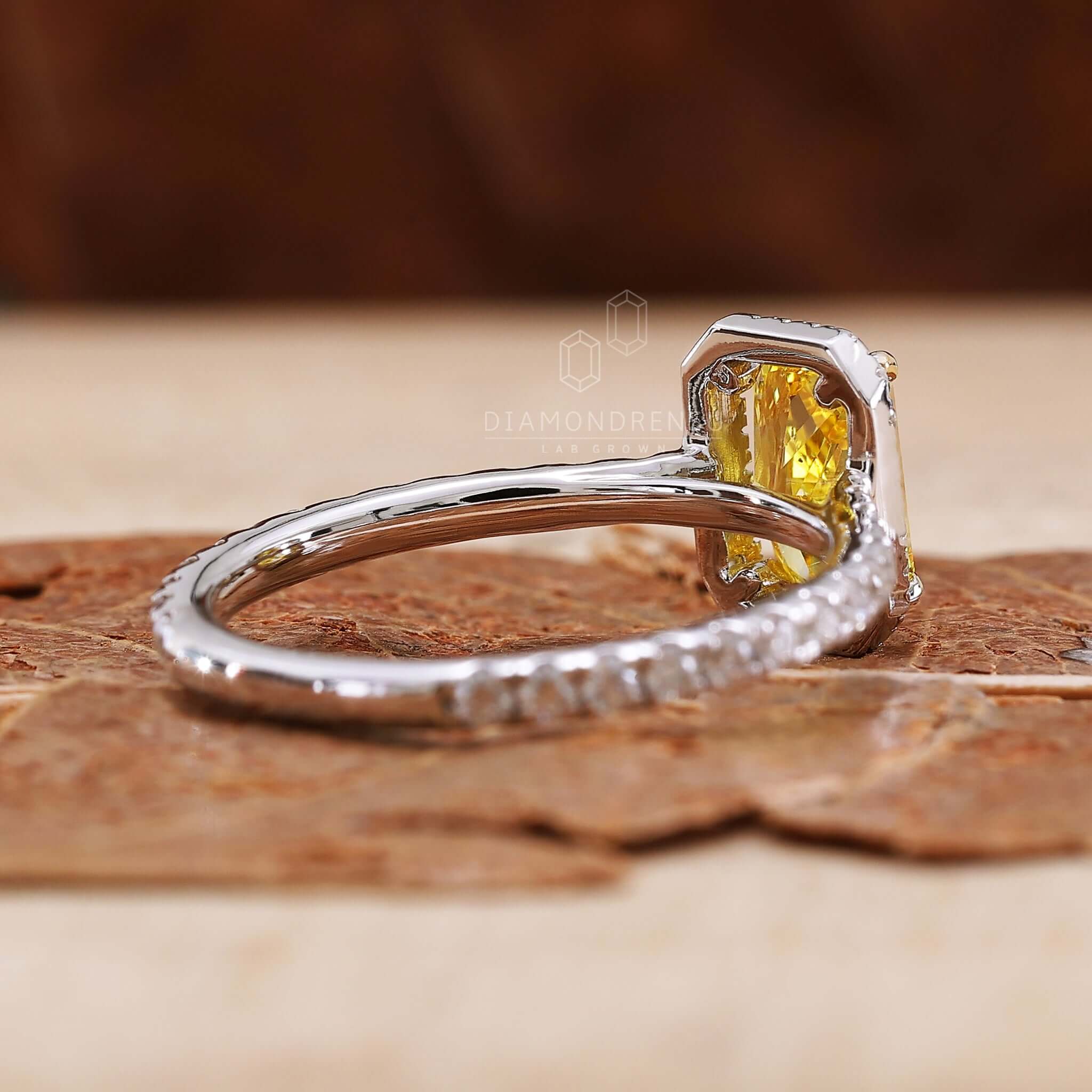 Diamond halo ring with a modern twist, ideal for engagements.