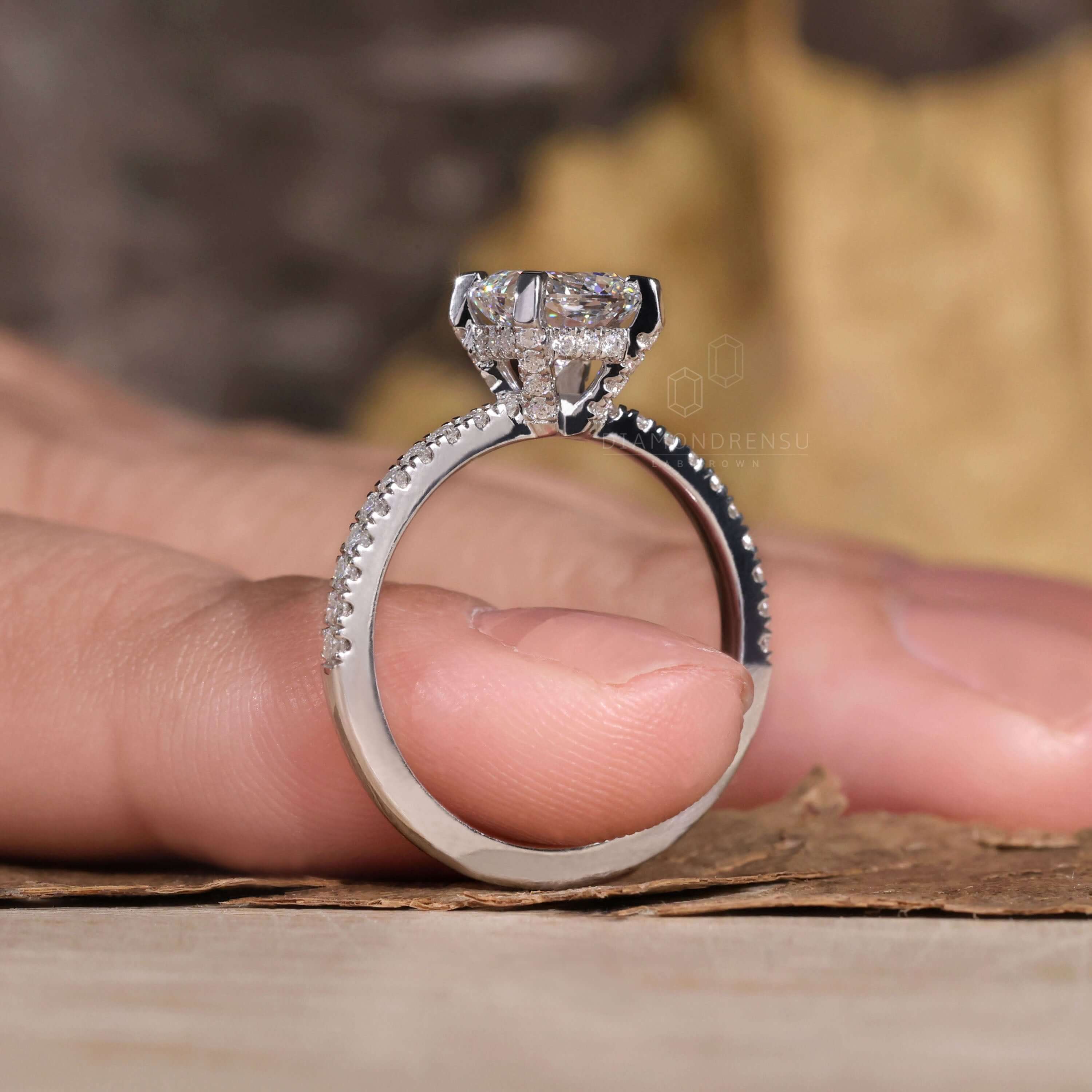 Beautiful cushion cut diamond engagement ring in a classic prong setting.