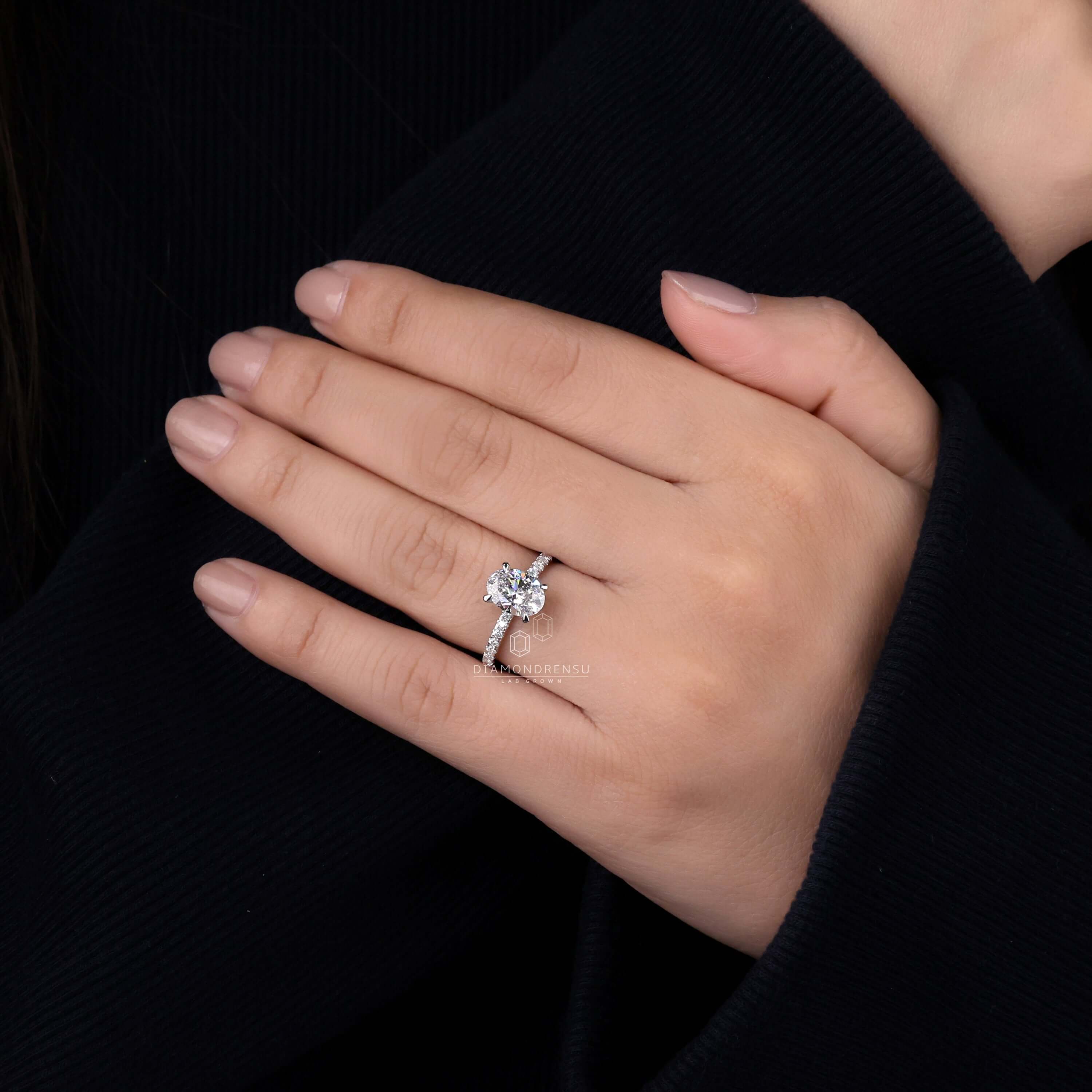 Pave ring with stunning details, perfect as a unique engagement ring for women.