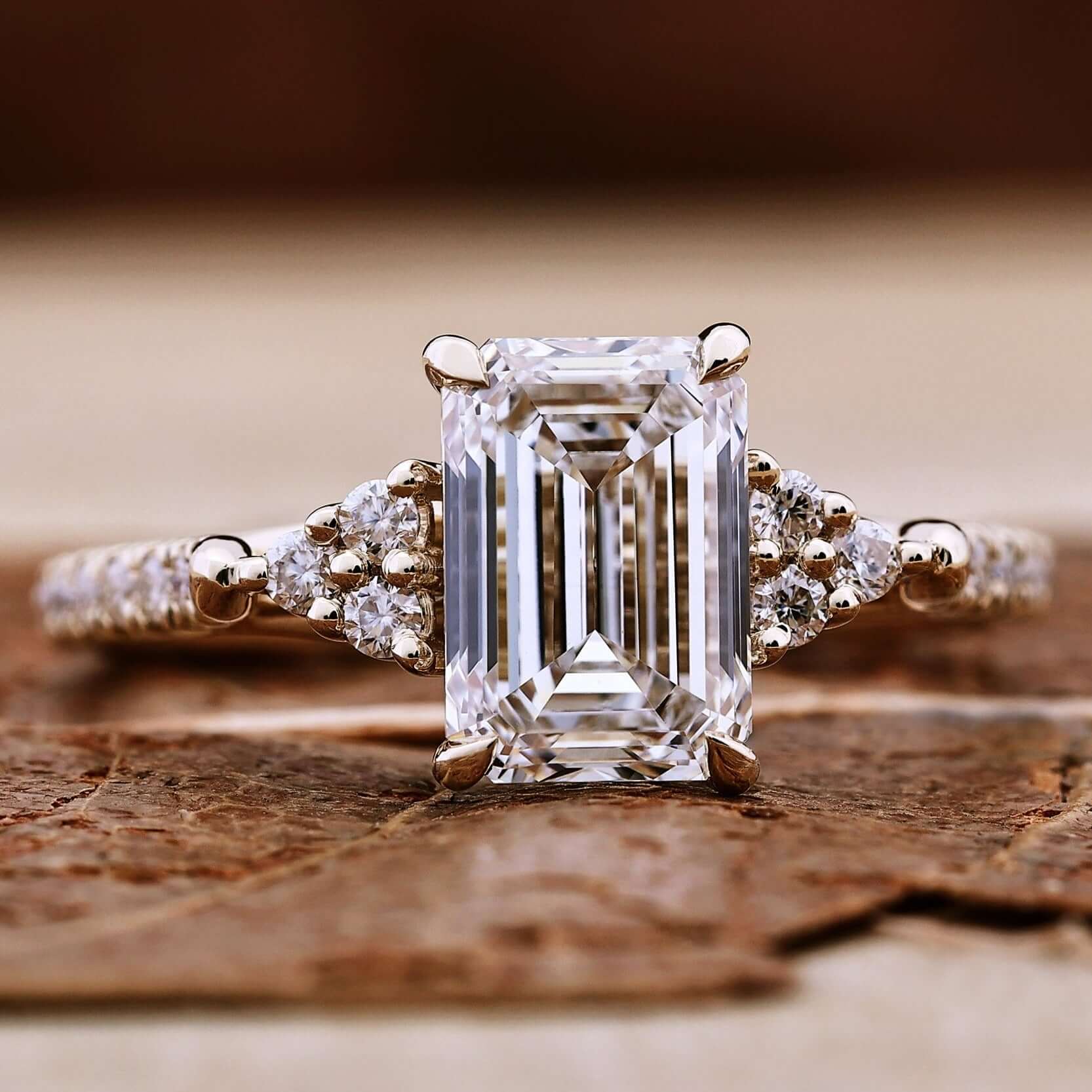 Emerald Cut Engagement Ring with Pave Sparkle - Main Image
