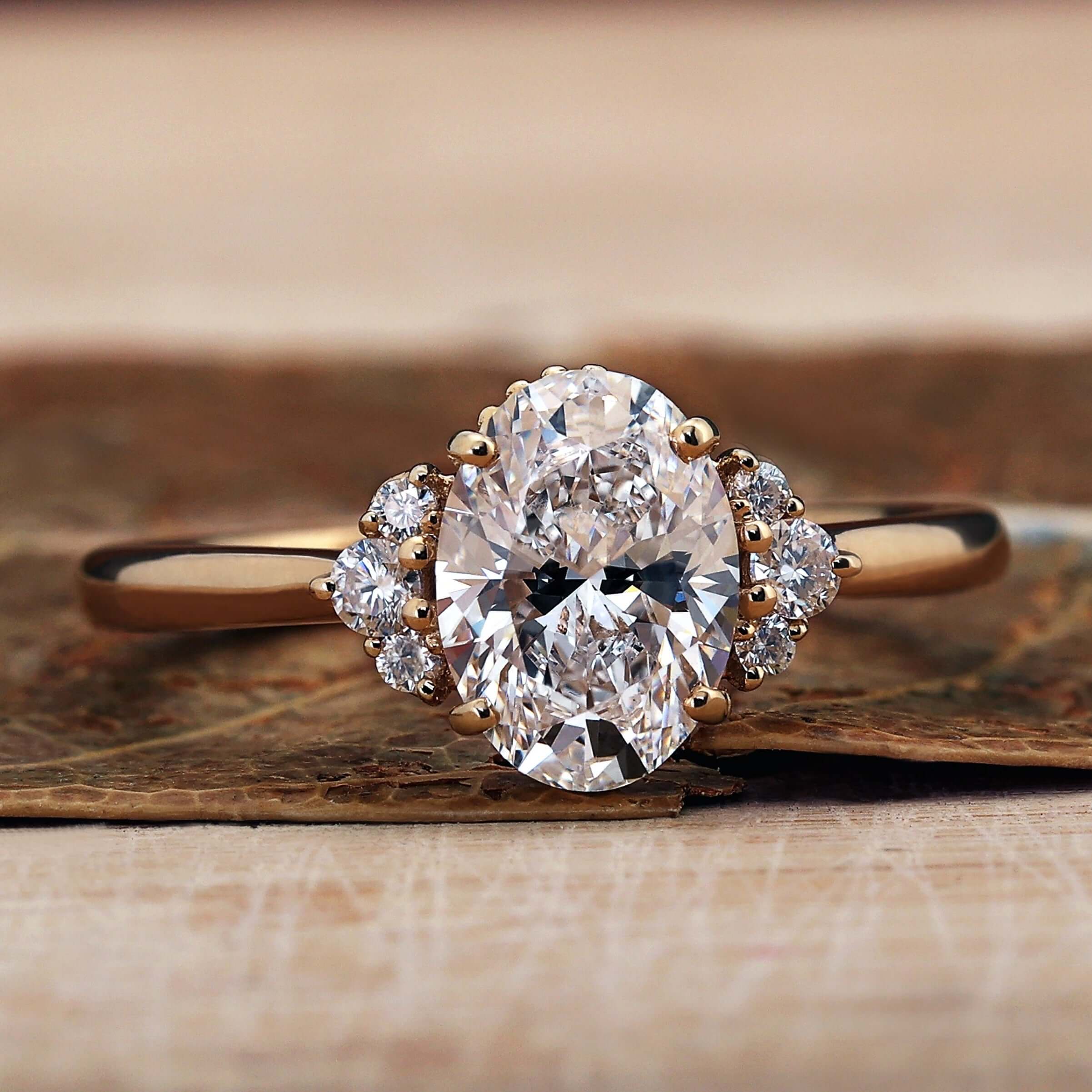 Oval diamond ring with a stunning 4 prong diamond ring design for timeless elegance.