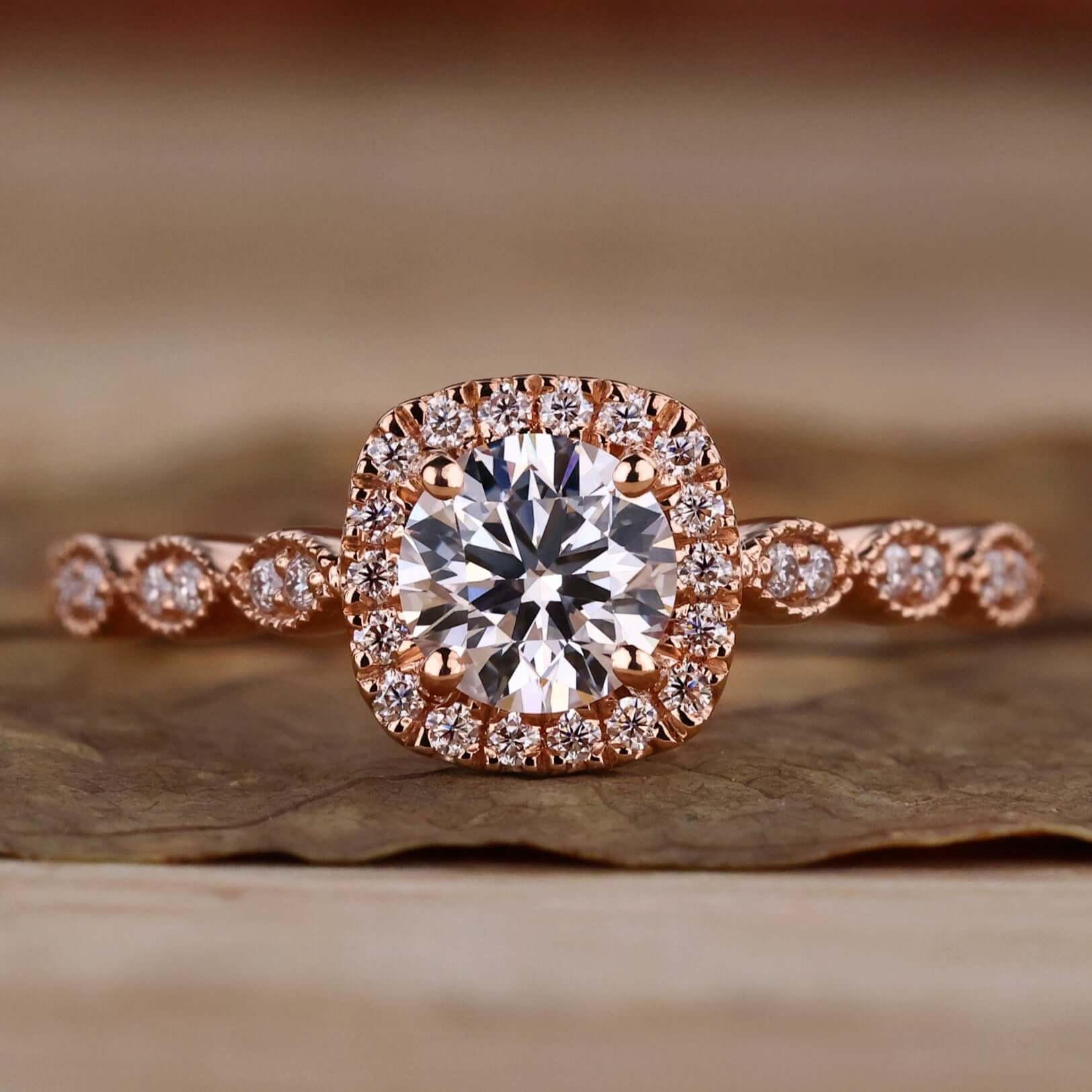 Elegant Gold Halo Ring crafted for timeless beauty.