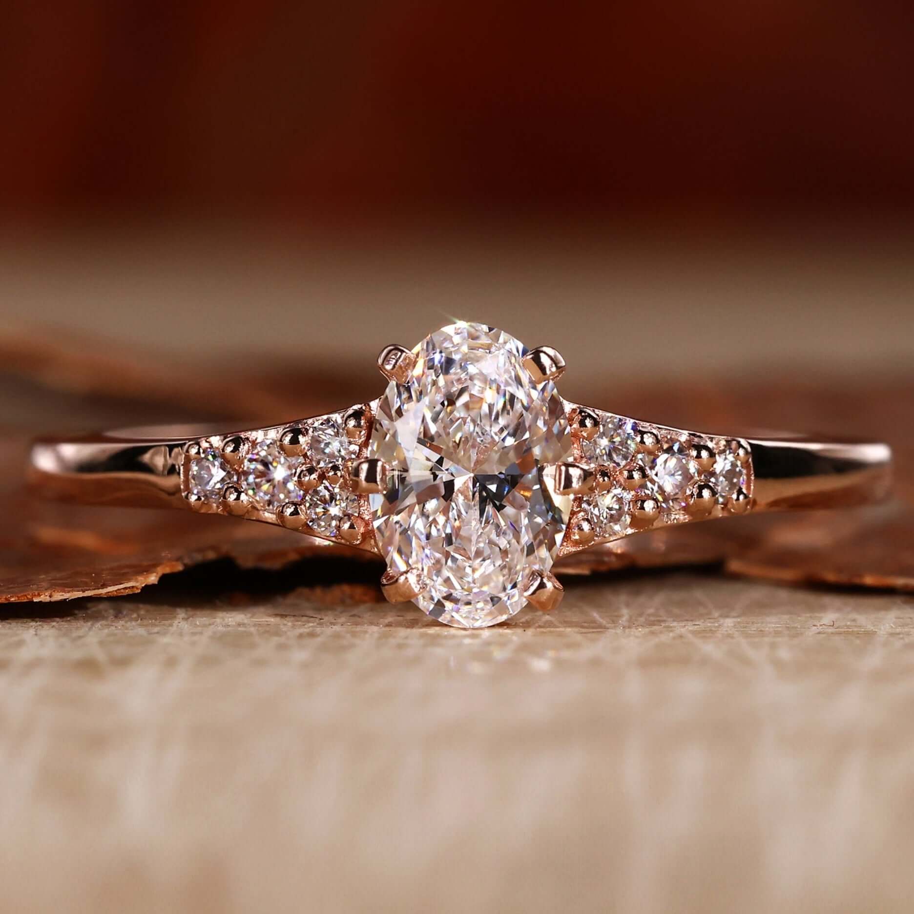 Oval cut diamond ring featuring a classic and elegant design.
