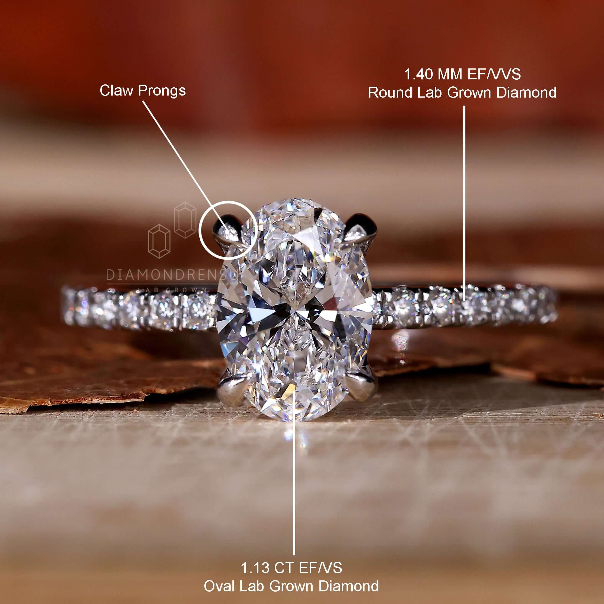 UK engagement ring with handmade ring details, featuring an exquisite 1 carat oval diamond.
