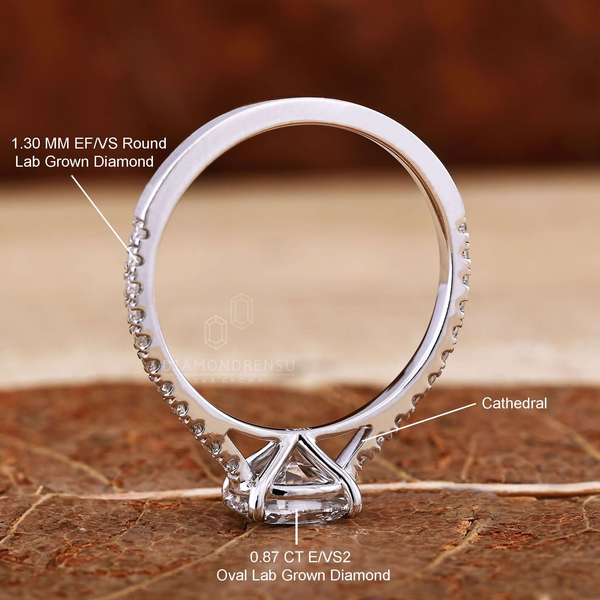 Cathedral setting engagement ring in IGI certified jewellery