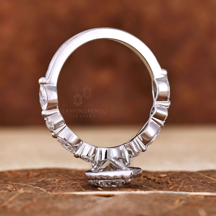 Halo ring setting with a pear halo engagement ring, designed for modern brides seeking a unique engagement ring.