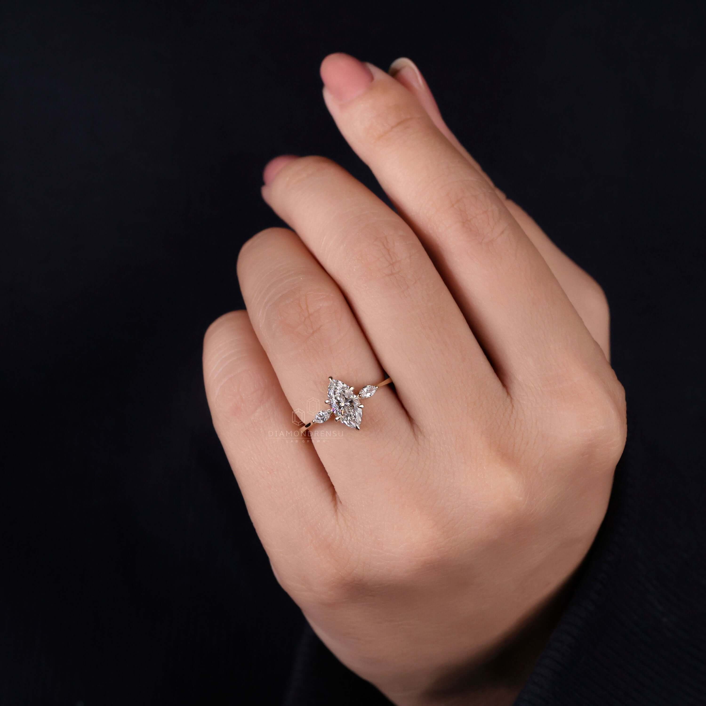 Marquise engagement ring showcasing exquisite detail and craftsmanship.