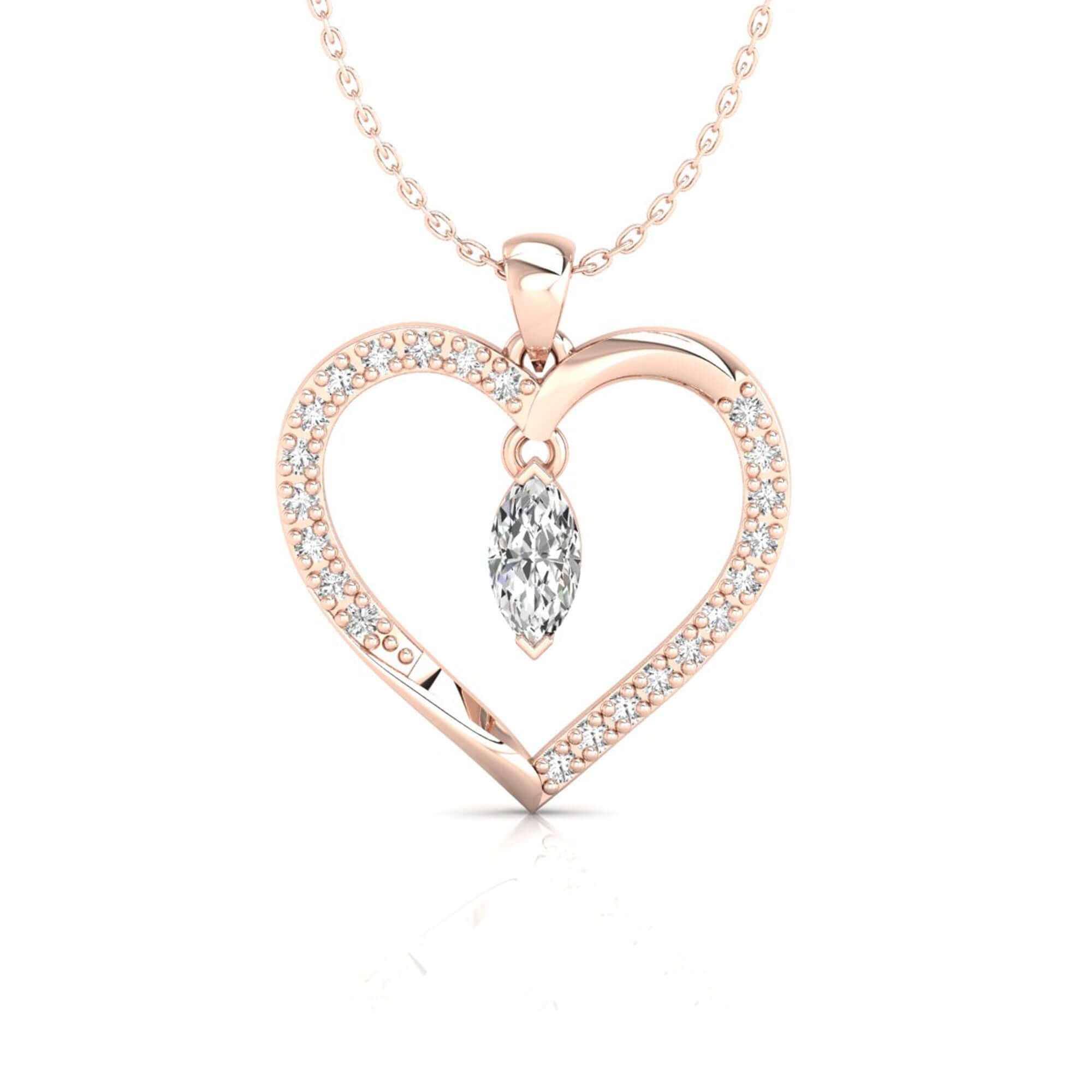 Heart shape pendant from Diamondrensu UK with fine diamond detail.