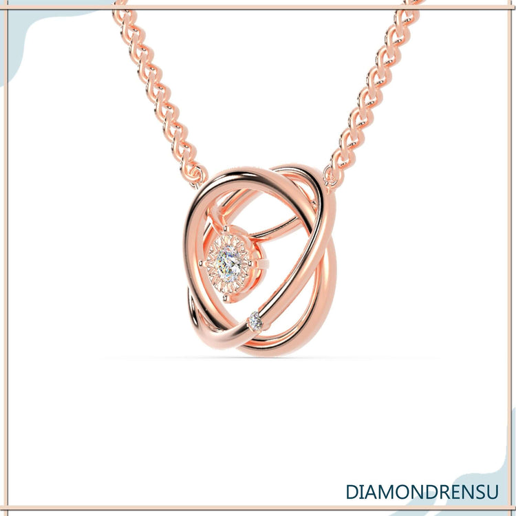 Elegant interlocking white gold pendant with lab grown diamonds.
