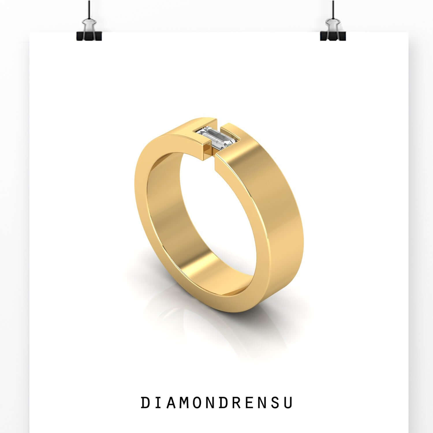 Minimalist diamond wedding ring in rose gold with lab grown diamond.