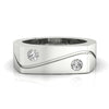 Men's diamond wedding ring with wave design in sterling gold.
